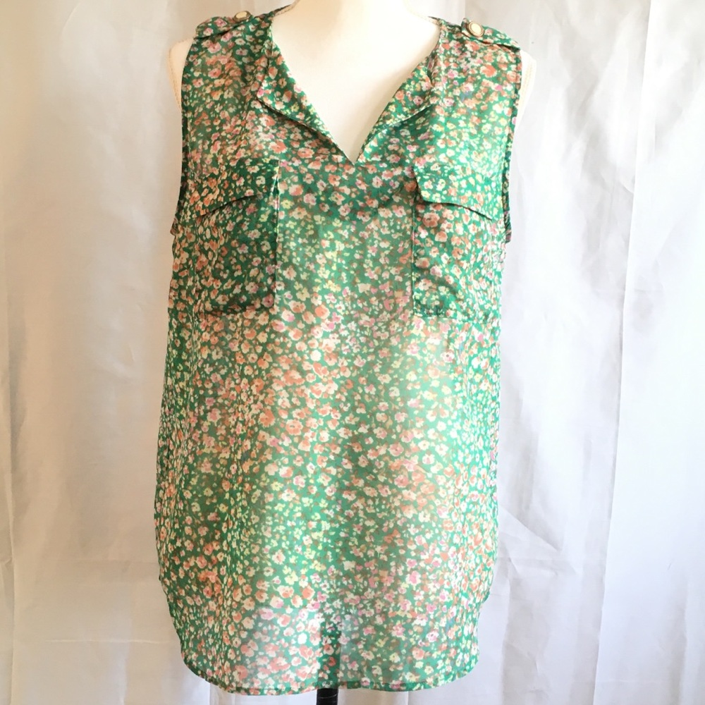 Medium sheer floral tank top
